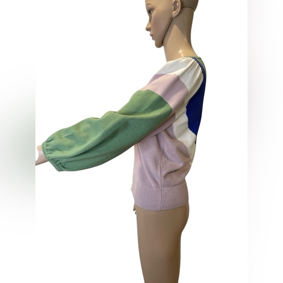 Joie Sunland Intarsia Cotton Colorful V-Neck Women's Sweater size XS - Picture 4 of 5